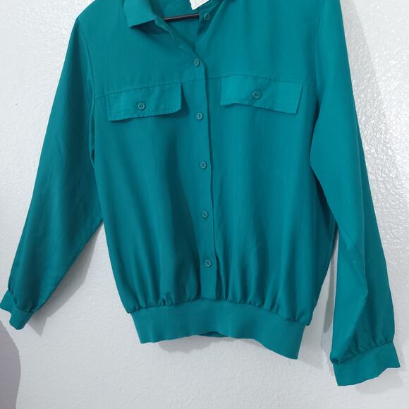 Vintage Lauren Lee Blouson Top Womens 14 Loose Fit Long Sleeves 80s Made… - Picture 10 of 13